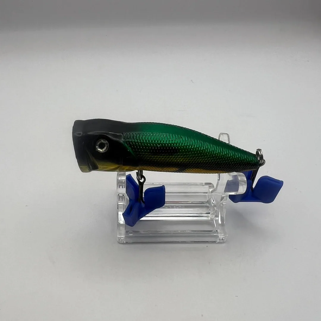 Wobler popper, zielony grzbiet, żółte boki, 70mm — zdjęcie 1