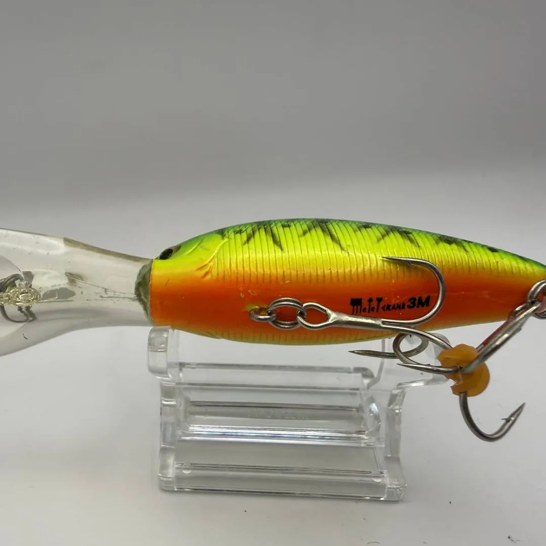Wobler crank, zielony grzbiet, żółte boki, 70mm — zdjęcie 3