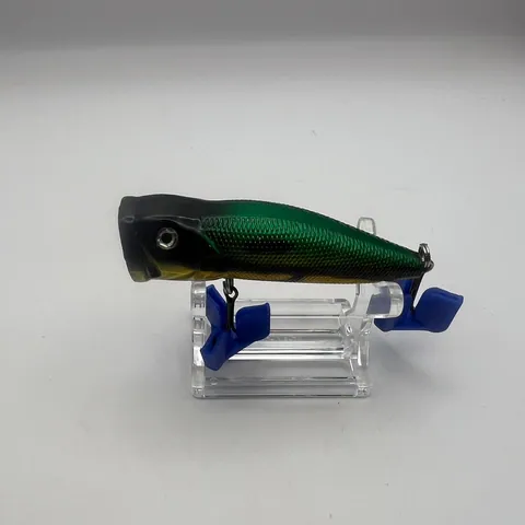 Wobler popper, zielony grzbiet, żółte boki, 70mm